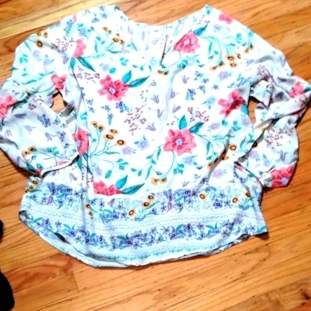 Old Navy 100% rayon line sleeve v neck top Sz XL Soft soft garment - Picture 9 of 11